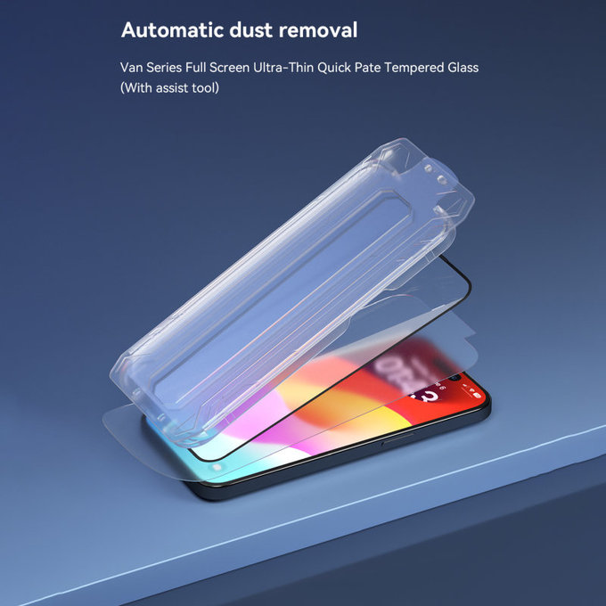 Tvrzené sklo FullCover s aplikátorem pro iPhone 15 Pro Max, Devia