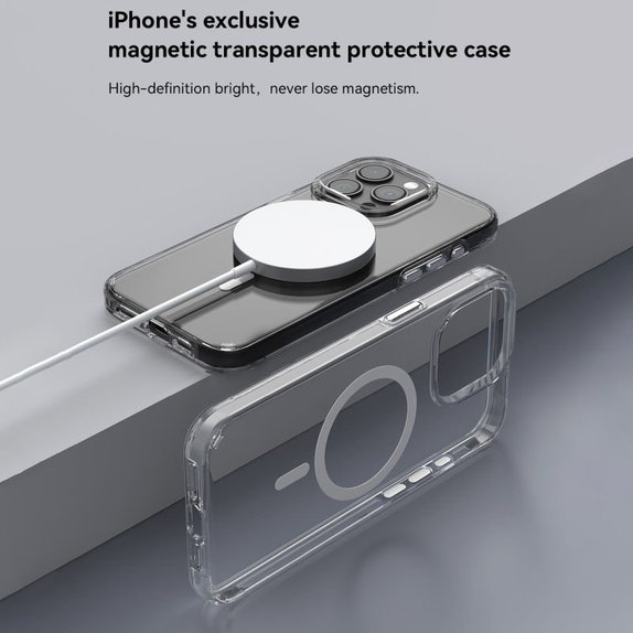 Pouzdro Elemental s MagSafe pro iPhone 15 Pro Max, Transparentní, Devia