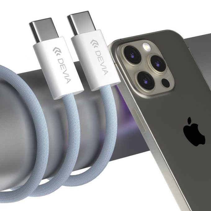 USB-C / USB-C kabel Smart, PD 60W, 1m, bílá, Devia