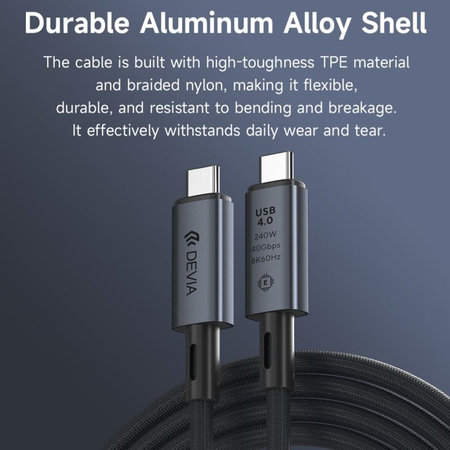 USB-C / USB-C kabel Extreme Speed, 240W, 8K 60Hz, 1m, černá, Devia