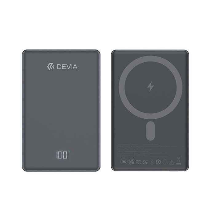 MagSafe Powerbanka Extreme Speed Mini s displejem, PD 20W, 5000mAh, Space Grey, Devia