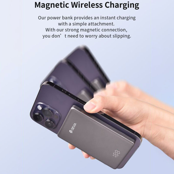 MagSafe Powerbanka Extreme Speed Mini s displejem, PD 20W, 5000mAh, Space Grey, Devia