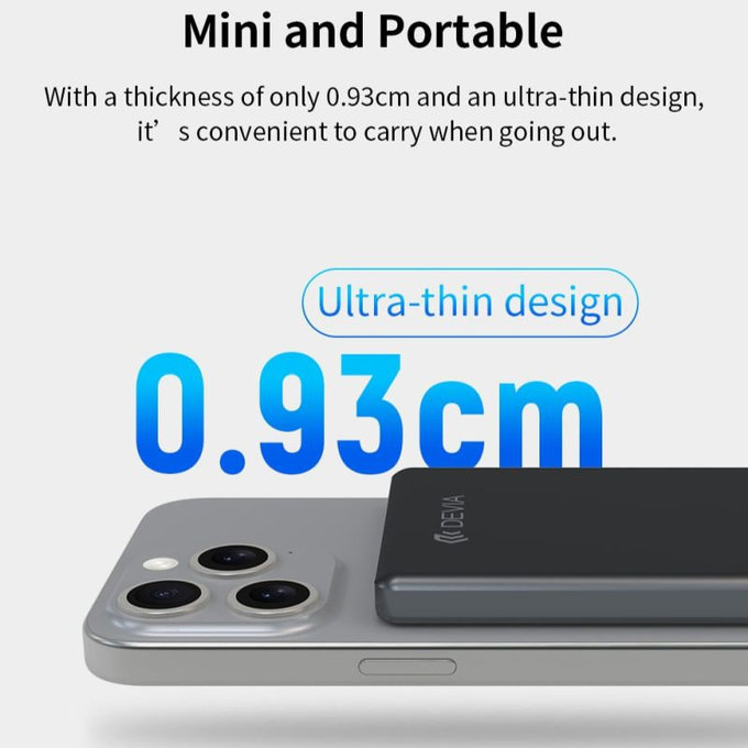 MagSafe Powerbanka Extreme Speed Mini s displejem, PD 20W, 5000mAh, Space Grey, Devia