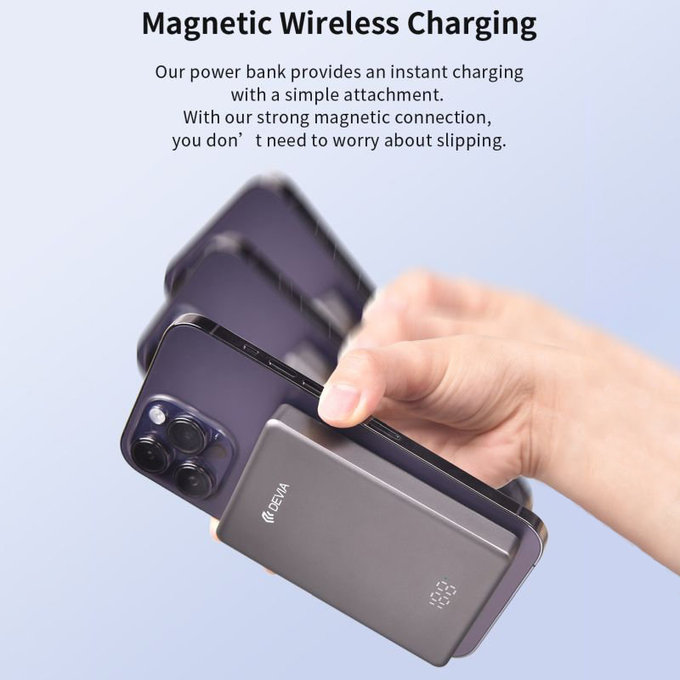 MagSafe Powerbanka Extreme Speed Mini s displejem, PD 20W, 10000mAh, Space Grey, Devia