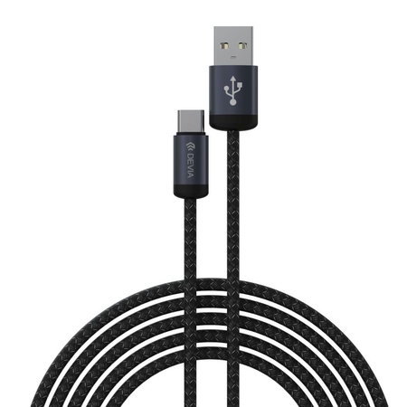 USB / USB-C kabel Gracious, 2.1A, 2m, černá, Devia