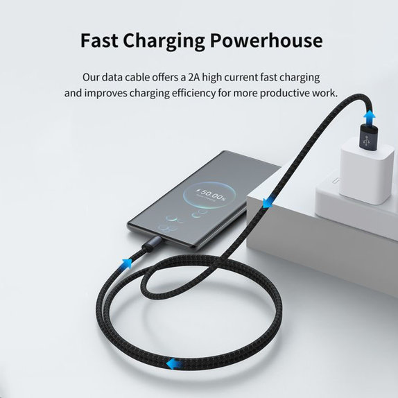 USB / USB-C kabel Gracious, 2.1A, 2m, černá, Devia