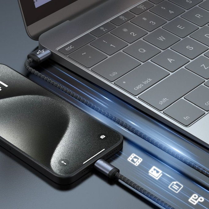 USB / USB-C kabel Gracious, 2.1A, 2m, černá, Devia