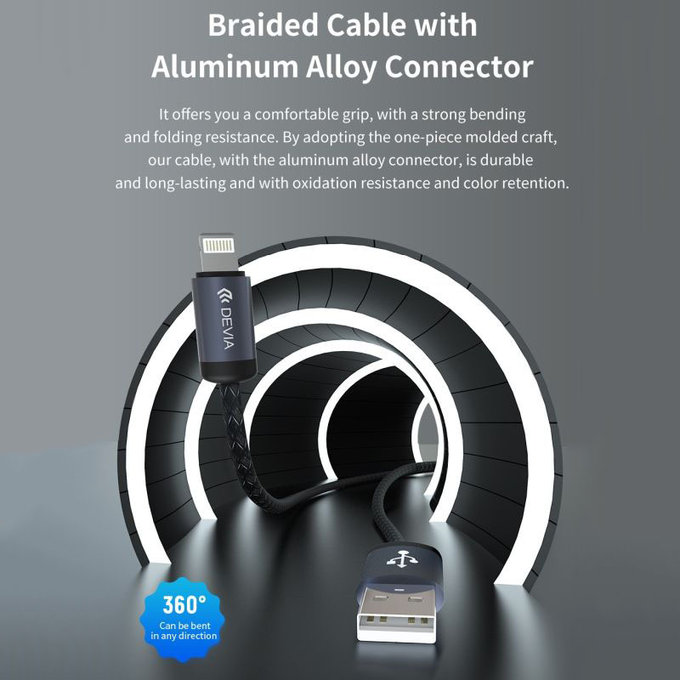 Lightning / USB kabel Gracious, 2,4A, 2m, černá, Devia