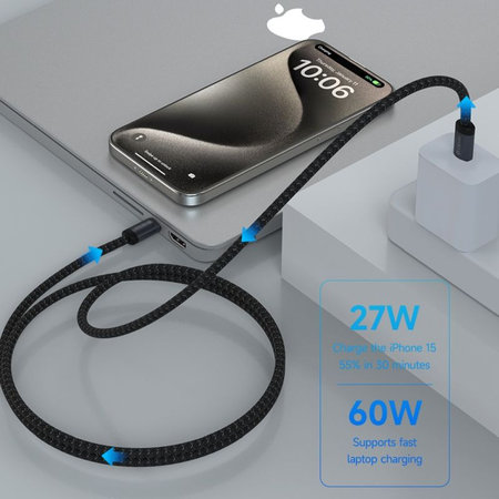 USB-C / USB-C kabel Gracious, PD 60W, 2m, černá, Devia