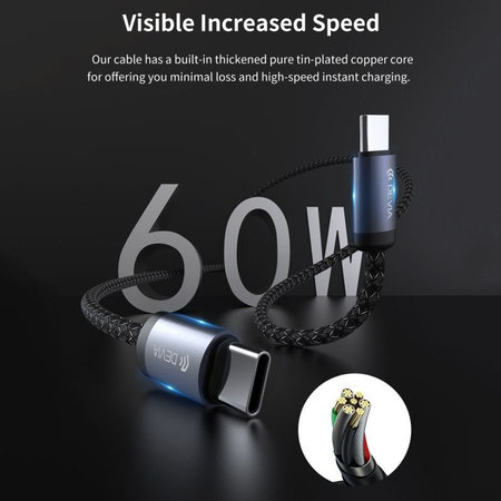 USB-C / USB-C kabel Gracious, PD 60W, 2m, černá, Devia