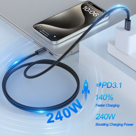 USB-C / USB-C kabel Extreme Speed, PD 240W, 2m, černá, Devia