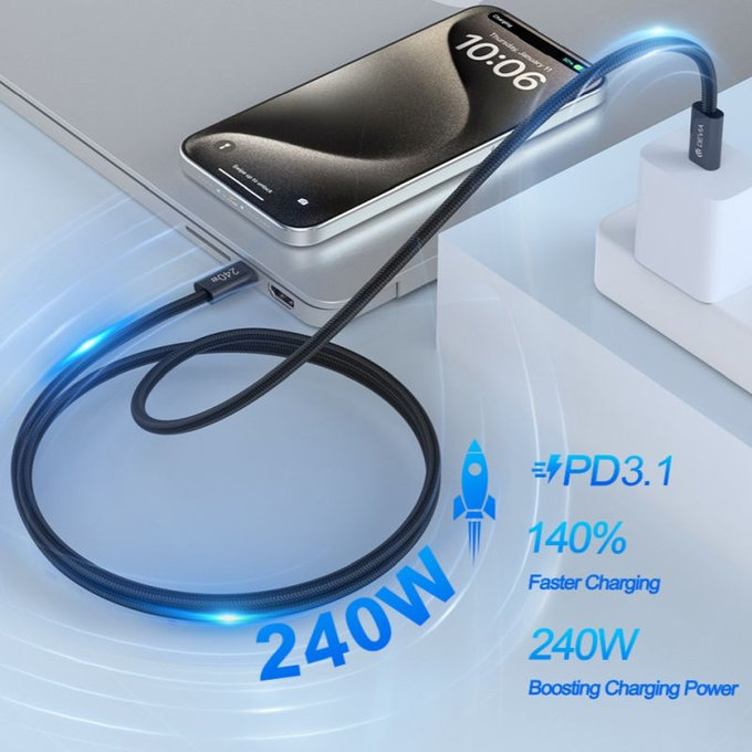 USB-C / USB-C kabel Extreme Speed, PD 240W, 2m, černá, Devia