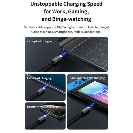 USB-C / USB-C kabel Extreme Speed, PD 240W, 2m, černá, Devia