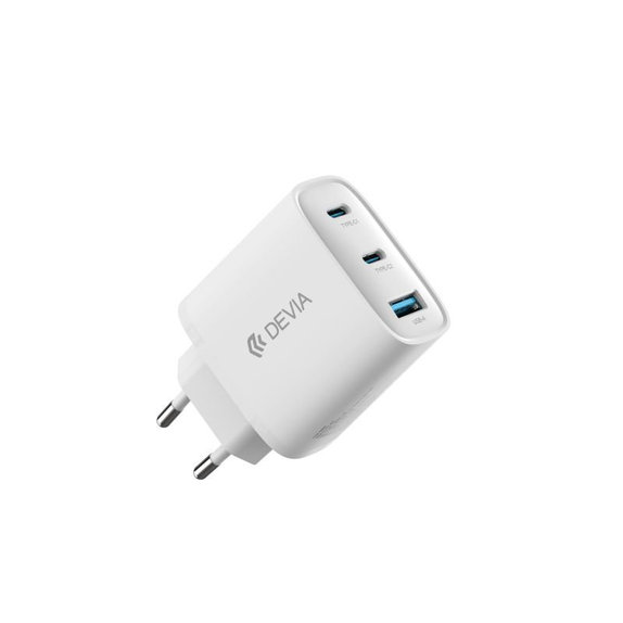 Nabíjecí adaptér Extreme Speed, 2x USB-C + USB-A, PD 65W, bílá, Devia