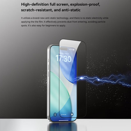 Tvrzené sklo FullCover s aplikátorem pro iPhone 17 Pro, Devia