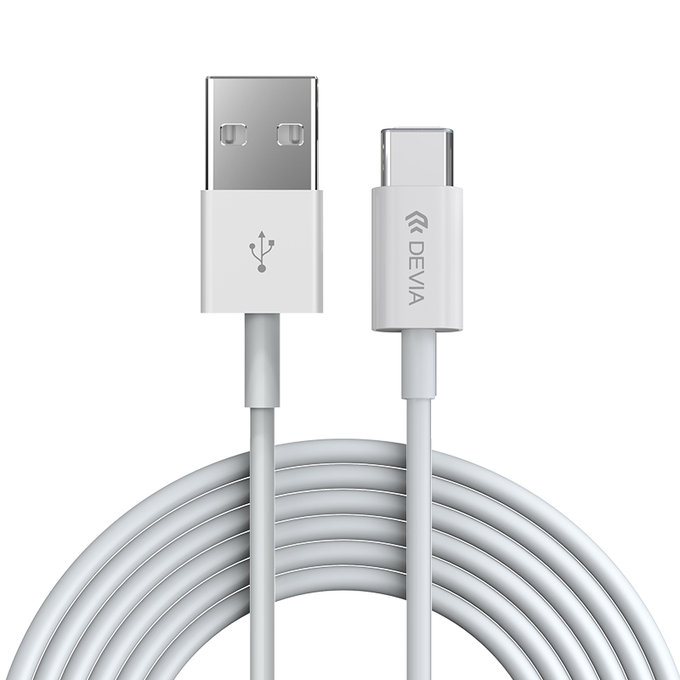 USB / USB-C kabel Smart, 2.1A, 1m, bílá, Devia