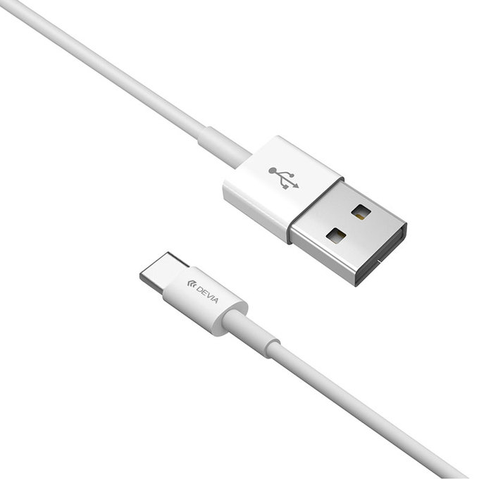 USB / USB-C kabel Smart, 2.1A, 1m, bílá, Devia