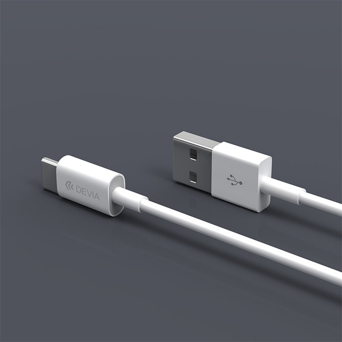 USB / USB-C kabel Smart, 2.1A, 1m, bílá, Devia