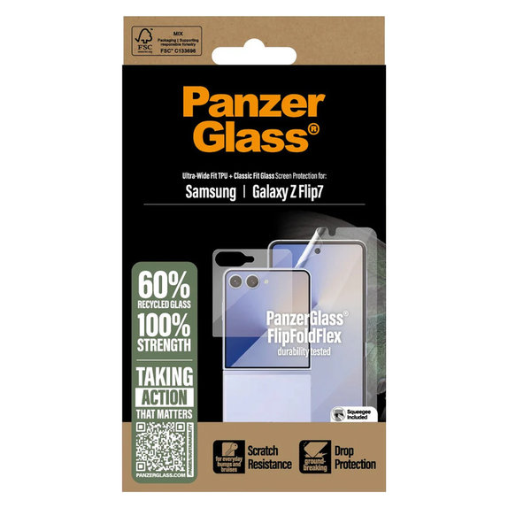 Ochranná fólie UWF a tvrzené sklo pro Samsung Galaxy Z Flip7, Čirá, PanzerGlass