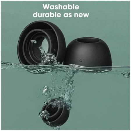 Náhradní silikonové špunty do uší pro Apple AirPods Pro a Pro 2, sada (L, M, S, XS), černé