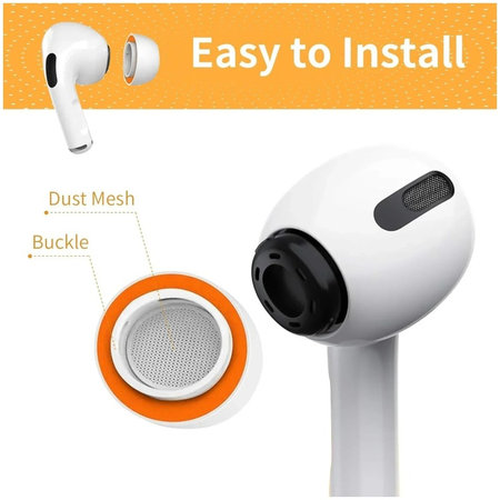 Náhradní silikonové špunty do uší pro AirPods Pro 3, paměťová pěna, M, bílé