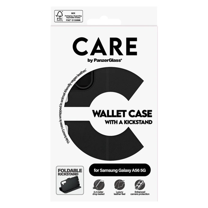 Pouzdro Wallet Kickstand pro Samsung Galaxy A56 5G, Černá, PanzerGlass