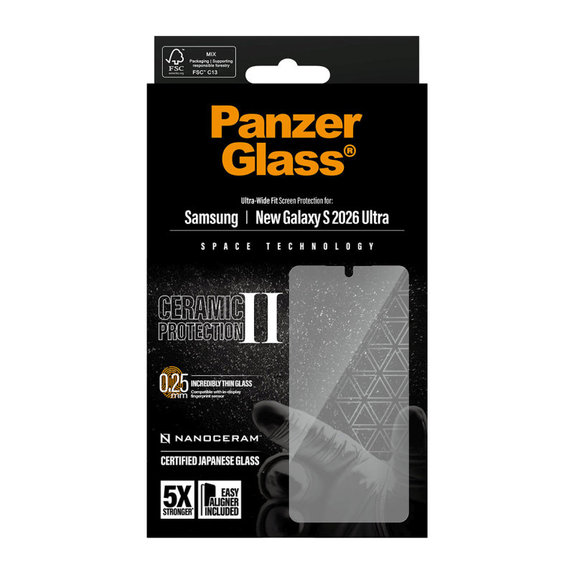 Tvrzené sklo UWF Ceramic II s Fastfit pro Samsung S26 Ultra, Čirá, PanzerGlass