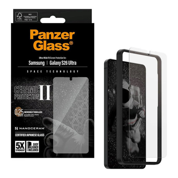 Tvrzené sklo UWF Ceramic II s Fastfit pro Samsung S26 Ultra, Čirá, PanzerGlass