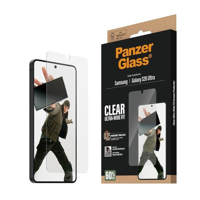PanzerGlass - Tvrzené sklo UWF s aplikátorem pro Samsung Galaxy S26 Ultra, čiré