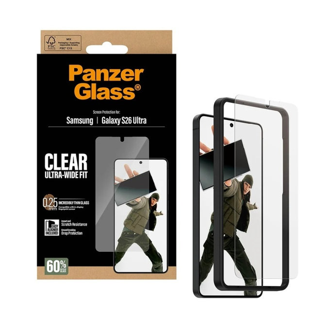 PanzerGlass - Tvrzené sklo UWF s aplikátorem pro Samsung Galaxy S26 Ultra, čiré