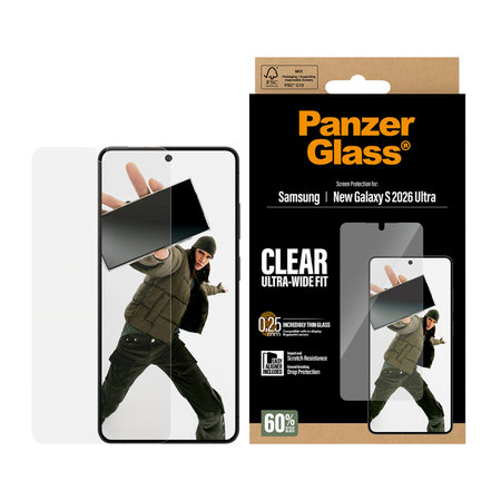 PanzerGlass - Tvrzené sklo UWF s aplikátorem pro Samsung Galaxy S26 Ultra, čiré