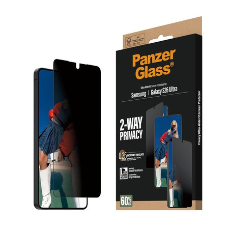 PanzerGlass - Tvrzené sklo UWF 2-Way Privacy s aplikátorem pro Samsung Galaxy S26 Ultra, čiré
