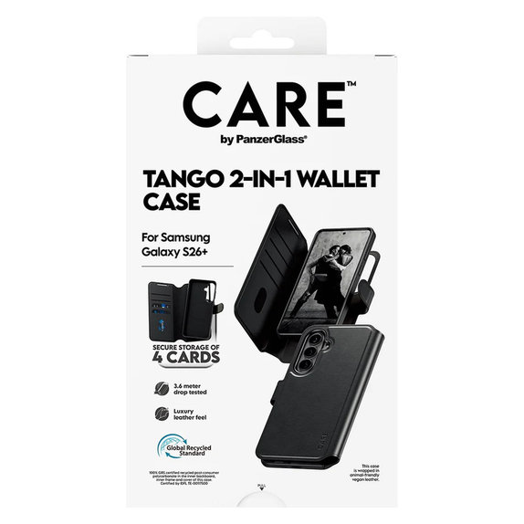Pouzdro Tango Wallet Two-In-One s QI pro Samsung Galaxy S26+, Černá, PanzerGlass