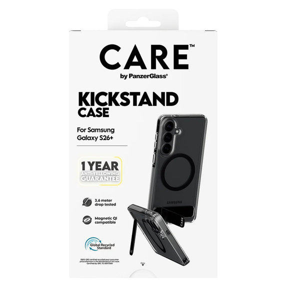 Pouzdro Kickstand s černým QI pro Samsung Galaxy S26+, Černá, PanzerGlass