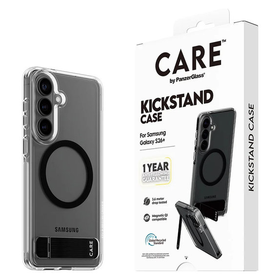 Pouzdro Kickstand s černým QI pro Samsung Galaxy S26+, Černá, PanzerGlass