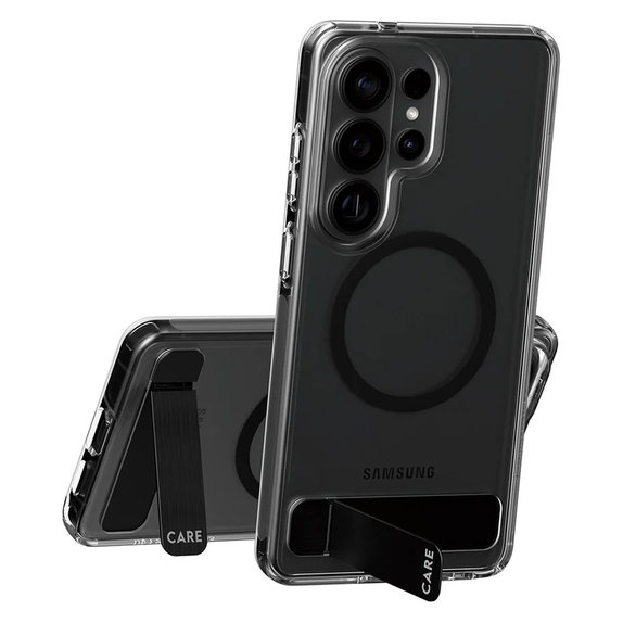 Pouzdro Kickstand s černým QI pro Samsung Galaxy S26 Ultra, Transparentní, PanzerGlass