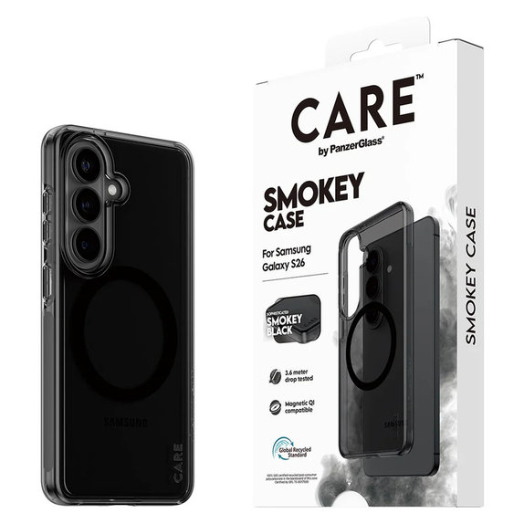 Pouzdro Smokey s černým QI pro Samsung Galaxy S26, Černá, PanzerGlass