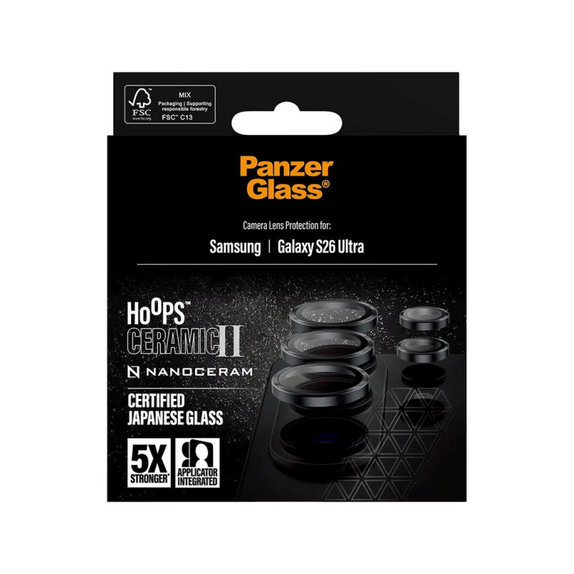 Ochranný kryt objektivu Hoops Ceramic II pro Samsung S26 Ultra, Černá, PanzerGlass