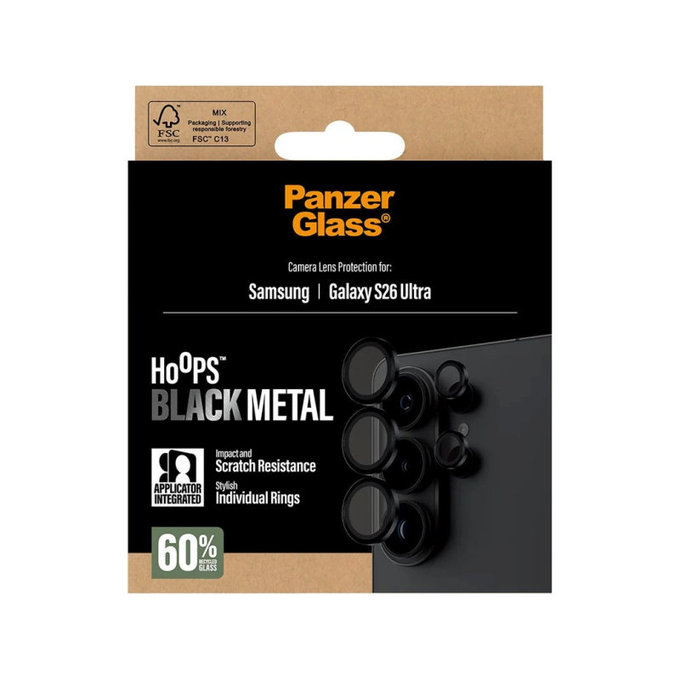 Ochranný kryt objektivu Hoops pro Samsung S26 Ultra, Černá, PanzerGlass