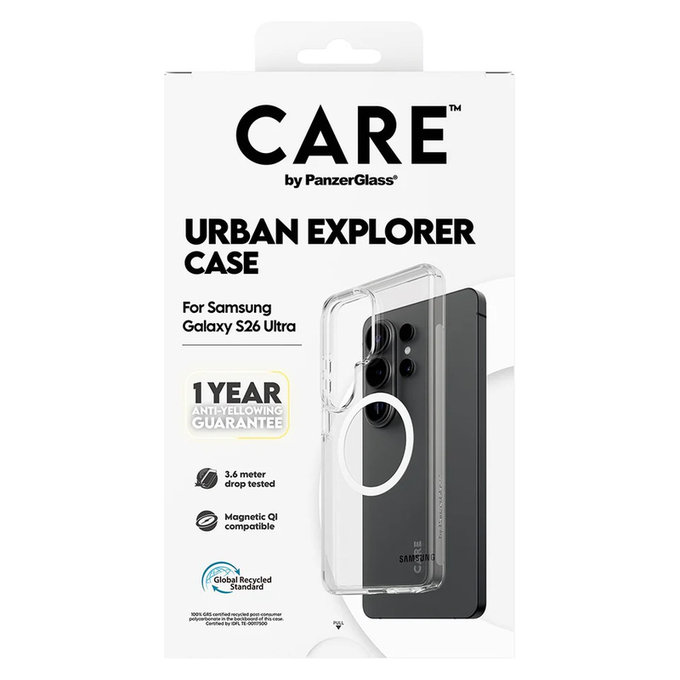 Pouzdro Urban Explorer s bílým QI pro Samsung Galaxy S26 Ultra, Transparentní, PanzerGlass