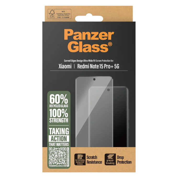 Tvrzené sklo UWF pro Xiaomi Redmi Note 15 Pro+ 5G, Černá, PanzerGlass