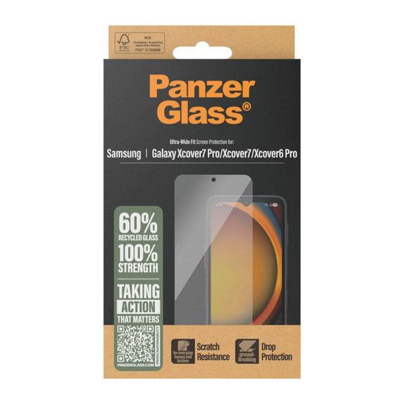 Tvrzené sklo UWF pro Samsung Galaxy Xcover7 Pro/Xcover7/Xcover6 Pro, Čirá, PanzerGlass