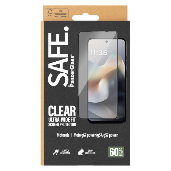 Tvrzené sklo UWF pro Motorola Moto G57 Power 5G, Černá, SAFE by PanzerGlass