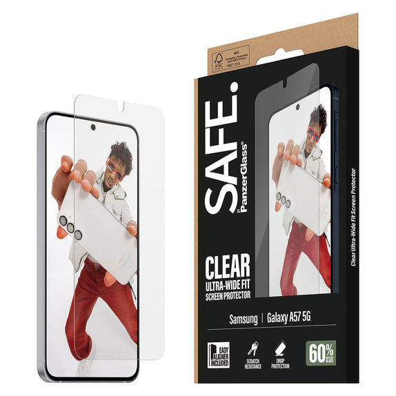 Tvrzené sklo UWF s aplikátorem pro Samsung Galaxy A57, Čirá, SAFE by PanzerGlass