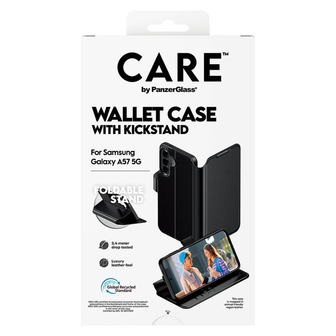 Pouzdro Wallet Kickstand pro Samsung Galaxy A57, Černá, PanzerGlass