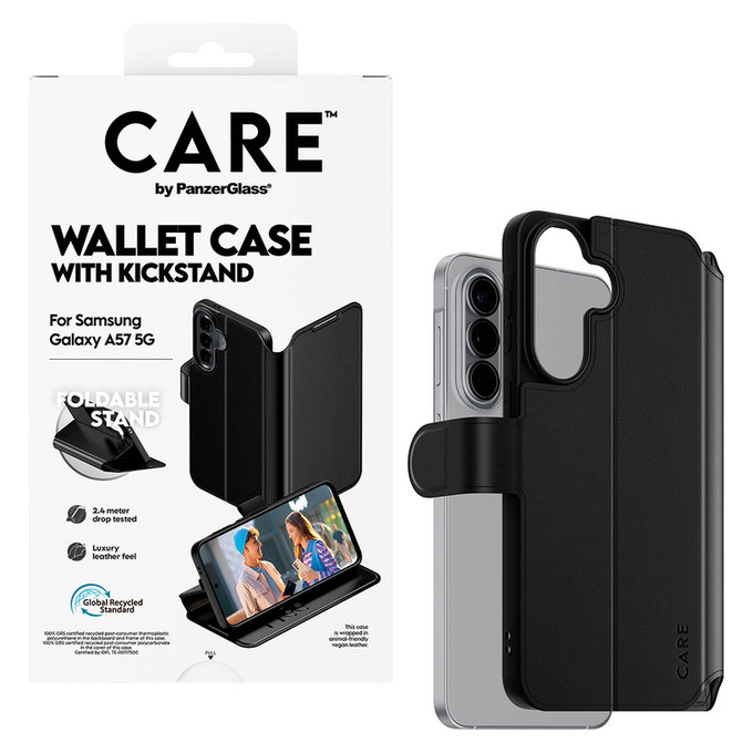 Pouzdro Wallet Kickstand pro Samsung Galaxy A57, Černá, PanzerGlass