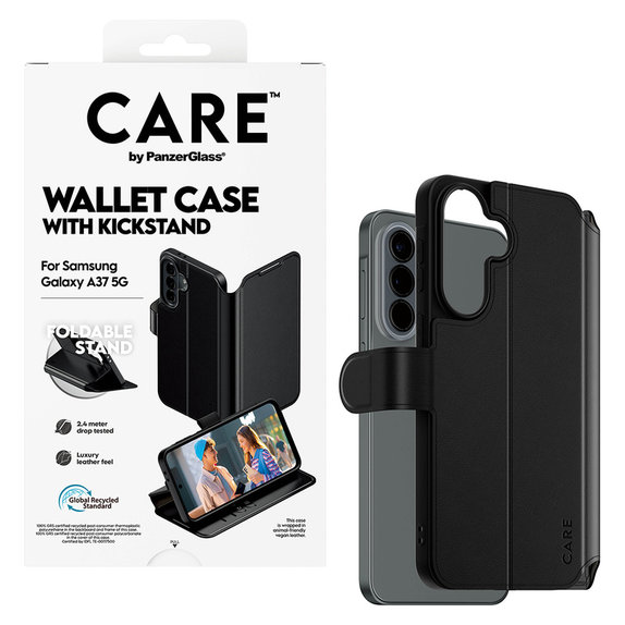 Pouzdro Wallet Kickstand pro Samsung Galaxy A37, Černá, PanzerGlass