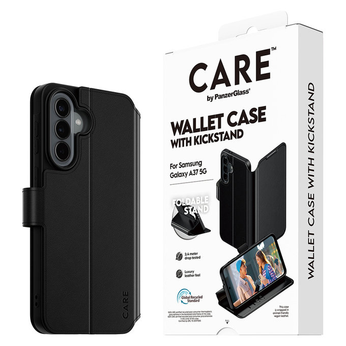 Pouzdro Wallet Kickstand pro Samsung Galaxy A37, Černá, PanzerGlass