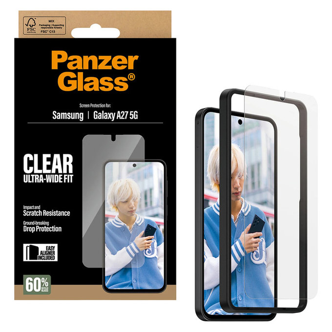 Tvrzené sklo UWF s aplikátorem pro Samsung Galaxy A27, Čirá, PanzerGlass
