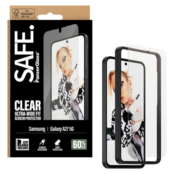 Tvrzené sklo UWF s aplikátorem pro Samsung Galaxy A27, Čirá, SAFE by PanzerGlass